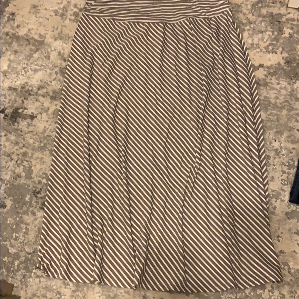 Taupe & White Striped Maxi Skirt